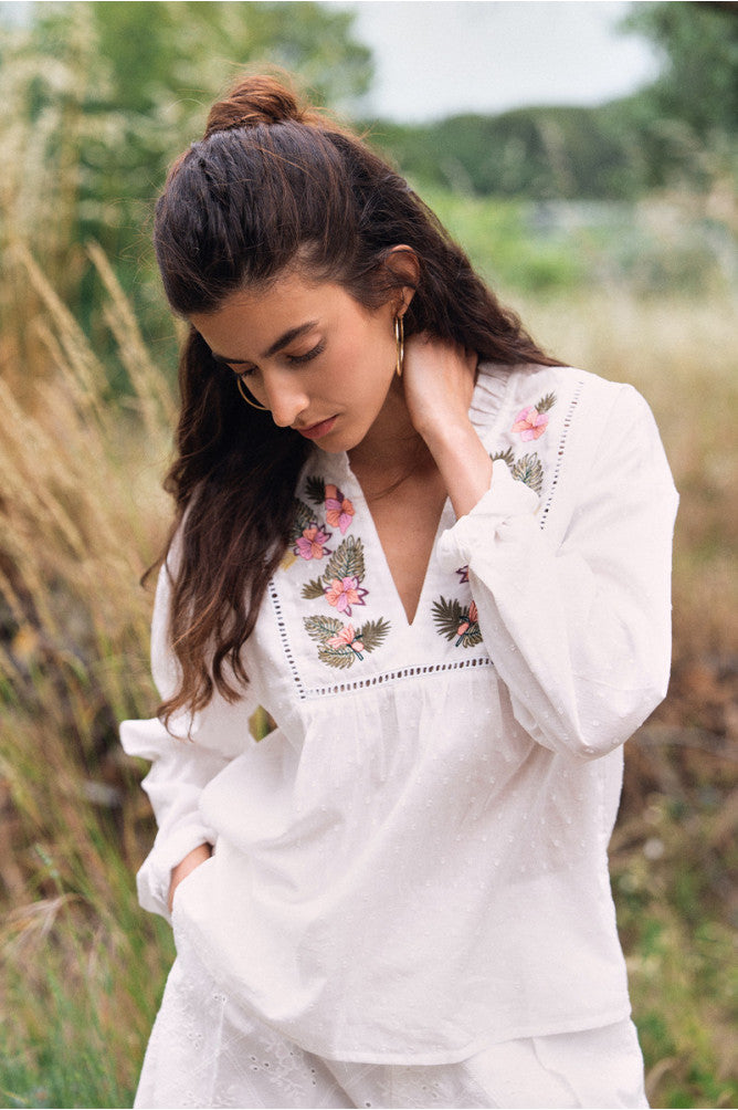 MOLLY BRACKEN - ladies woven blouse cotton - WHITE