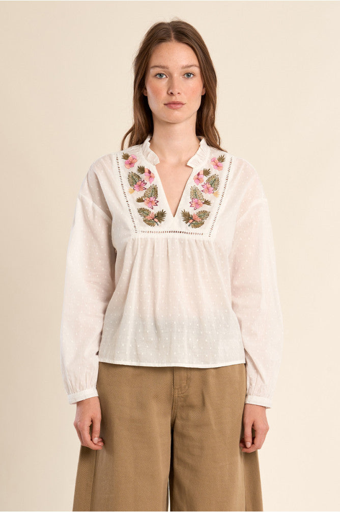 MOLLY BRACKEN - ladies woven blouse cotton - WHITE
