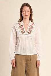 MOLLY BRACKEN - ladies woven blouse cotton - WHITE