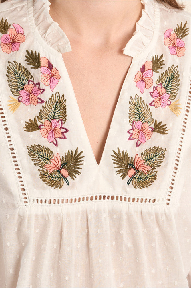 MOLLY BRACKEN - ladies woven blouse cotton - WHITE
