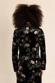 MOLLY BRACKEN - floral velvet blazer - BLACK