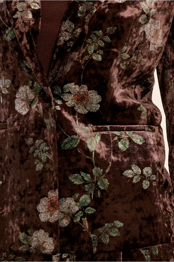 MOLLY BRACKEN - floral velvet blazer - BROWN