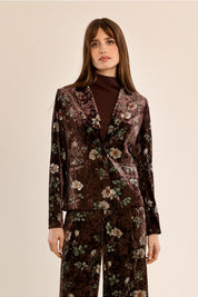MOLLY BRACKEN - floral velvet blazer - BROWN