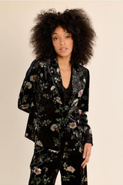 MOLLY BRACKEN - floral velvet blazer - BLACK