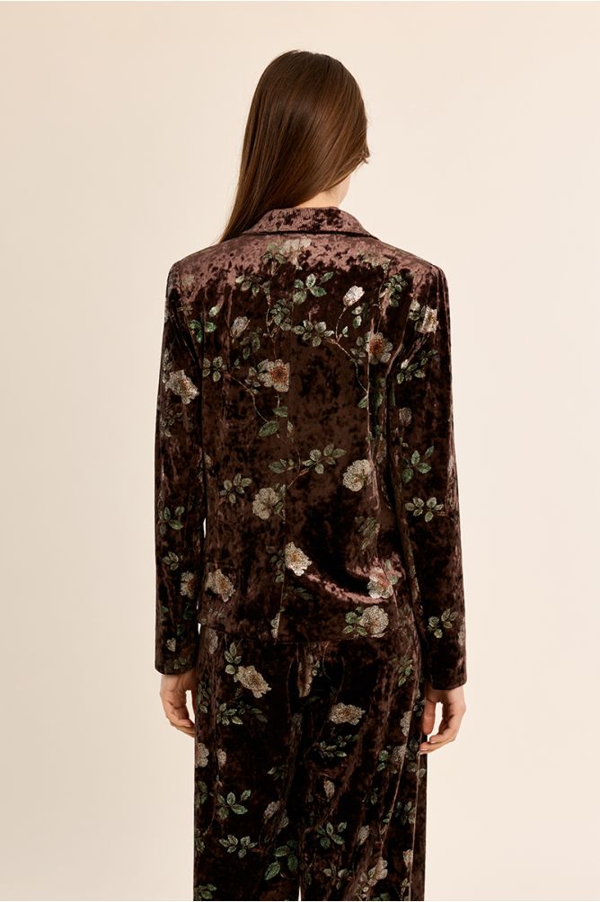 MOLLY BRACKEN - floral velvet blazer - BROWN