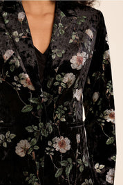 MOLLY BRACKEN - floral velvet blazer - BLACK