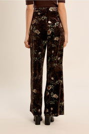 MOLLY BRACKEN - floral velvet trousers - BROWN