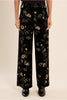 MOLLY BRACKEN - floral velvet trousers - BLACK