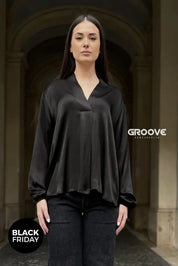 Flow - Blusa Viscosa Seta Nero