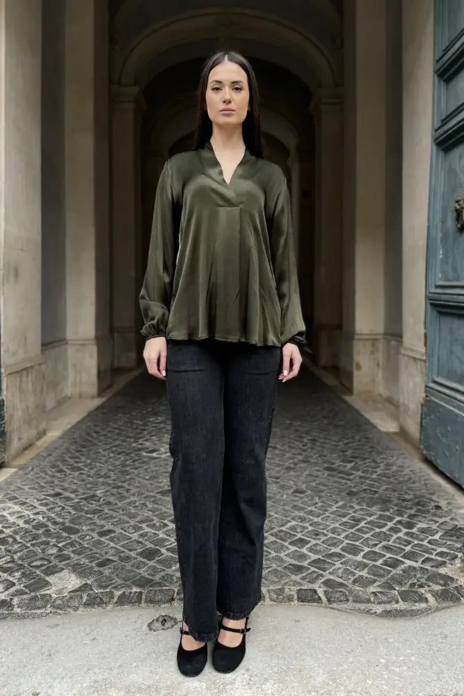 Flow - Blusa Viscosa Seta Verde