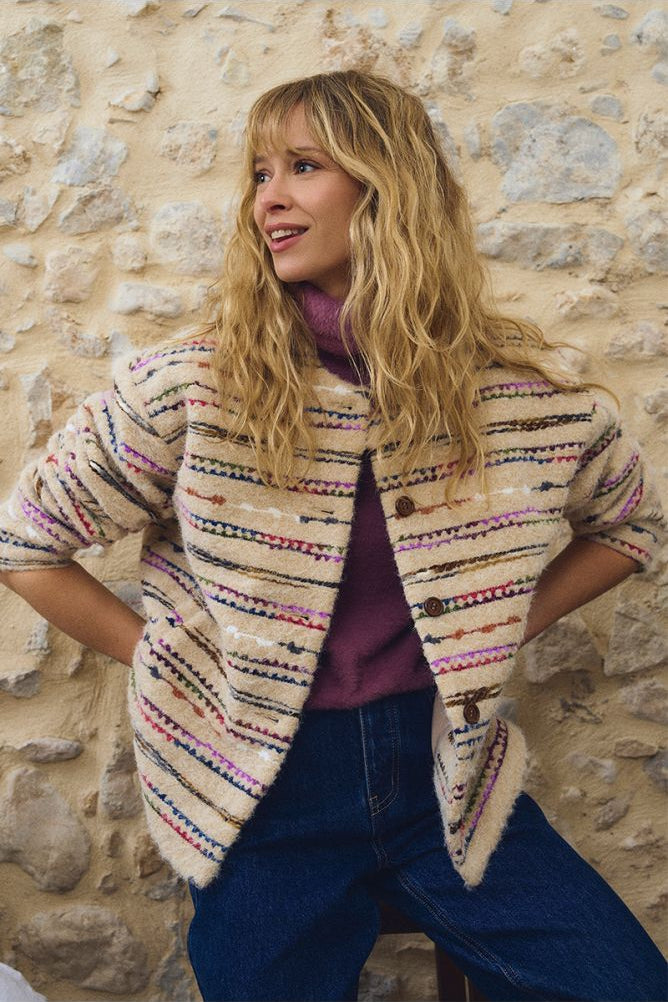 MOLLY BRACKEN - fluffy button-down jacket - OFF WHITE