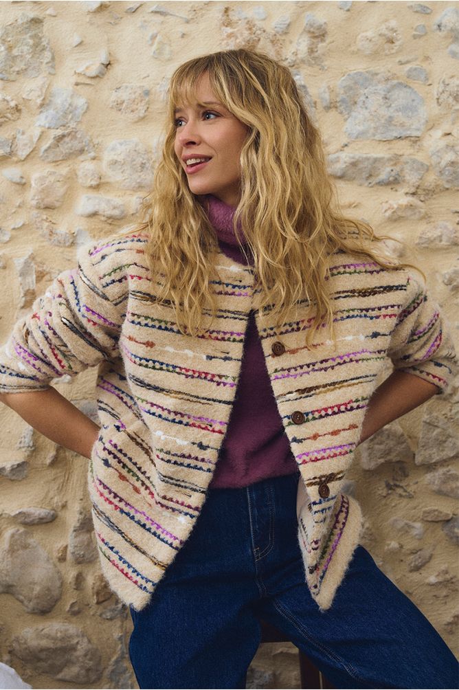 MOLLY BRACKEN - fluffy button-down jacket - OFF WHITE