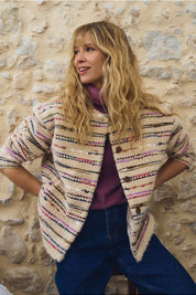 MOLLY BRACKEN - fluffy button-down jacket - OFF WHITE