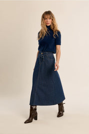 MOLLY BRACKEN - fluffy, short sleeves sweater - BLUE DENIM
