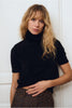 MOLLY BRACKEN - fluffy, short sleeves sweater - BLACK
