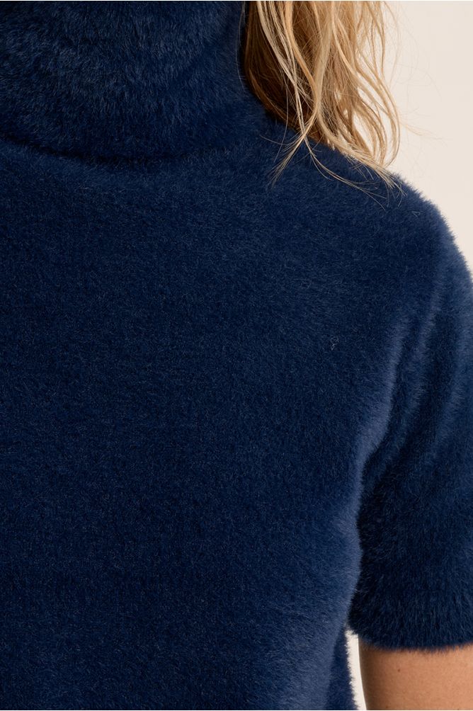 MOLLY BRACKEN - fluffy, short sleeves sweater - BLUE DENIM