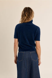 MOLLY BRACKEN - fluffy, short sleeves sweater - BLUE DENIM