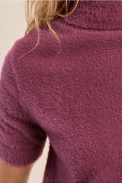 MOLLY BRACKEN - fluffy, short sleeves sweater - MAUVE