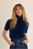 MOLLY BRACKEN - fluffy, short sleeves sweater - BLUE DENIM