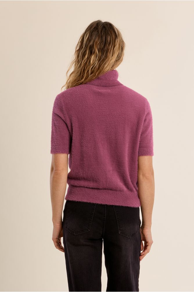 MOLLY BRACKEN - fluffy, short sleeves sweater - MAUVE