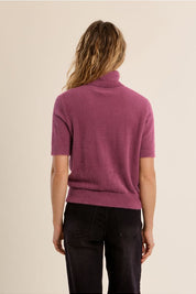 MOLLY BRACKEN - fluffy, short sleeves sweater - MAUVE