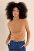 MOLLY BRACKEN - fluffy, short sleeves sweater - CAMEL