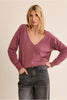 MOLLY BRACKEN - fluffy sweater, V-neck - MAUVE