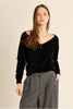 MOLLY BRACKEN - fluffy sweater, V-neck - BLACK