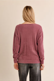 MOLLY BRACKEN - fluffy sweater, V-neck - MAUVE
