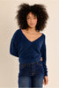 MOLLY BRACKEN - fluffy sweater, V-neck - DENIM BLUE