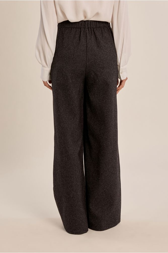 MOLLY BRACKEN - high-waisted pants, wide legs - GREY BLACK