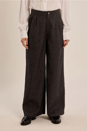 MOLLY BRACKEN - high-waisted pants, wide legs - GREY BLACK