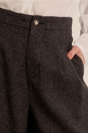 MOLLY BRACKEN - high-waisted pants, wide legs - GREY BLACK