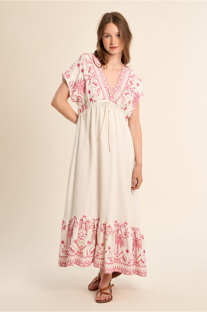 MOLLY BRACKEN - ladies woven dress - OFF WHITE PINK