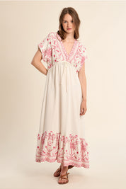 MOLLY BRACKEN - ladies woven dress - OFF WHITE PINK