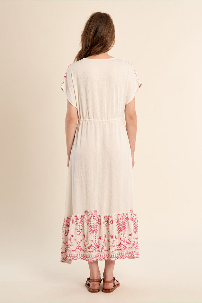 MOLLY BRACKEN - ladies woven dress - OFF WHITE PINK