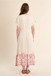 MOLLY BRACKEN - ladies woven dress - OFF WHITE PINK