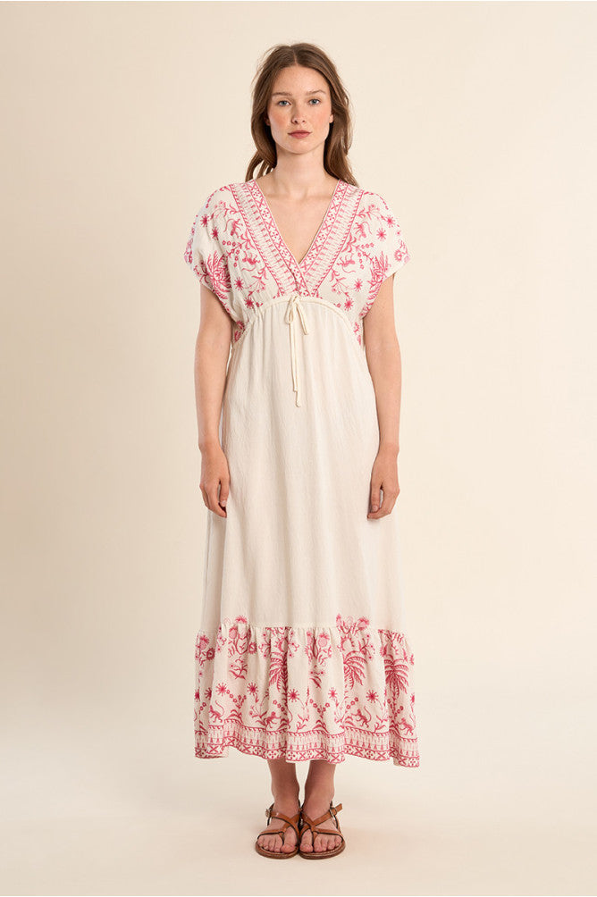 MOLLY BRACKEN - ladies woven dress - OFF WHITE PINK
