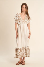 MOLLY BRACKEN - ladies woven dress - OFF WHITE BEIGE