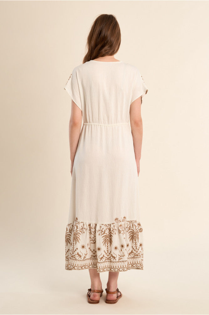MOLLY BRACKEN - ladies woven dress - OFF WHITE BEIGE