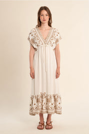 MOLLY BRACKEN - ladies woven dress - OFF WHITE BEIGE