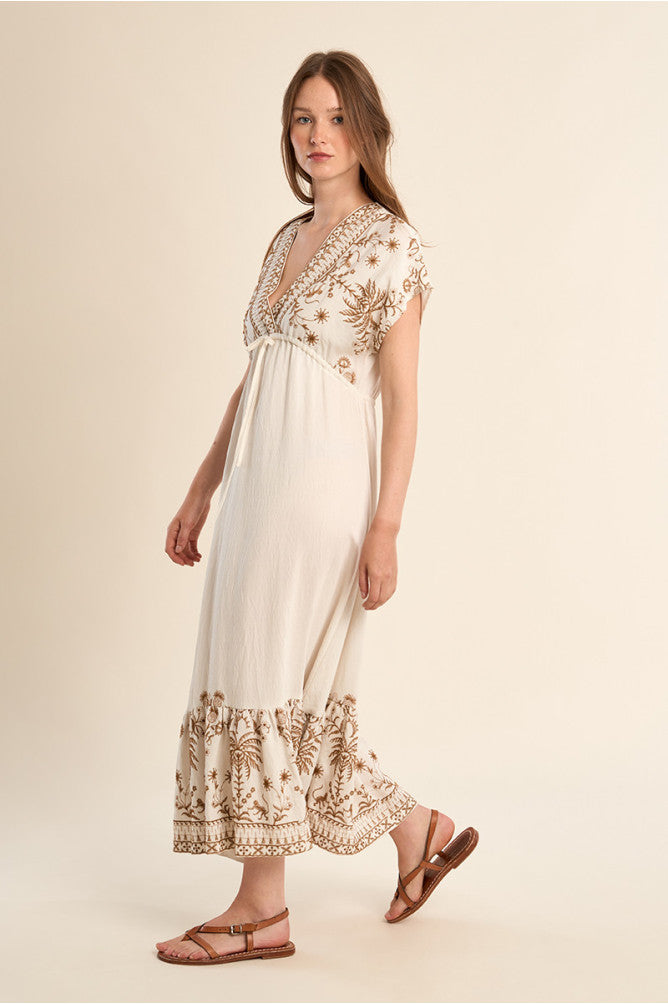 MOLLY BRACKEN - ladies woven dress - OFF WHITE BEIGE