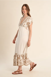 MOLLY BRACKEN - ladies woven dress - OFF WHITE BEIGE