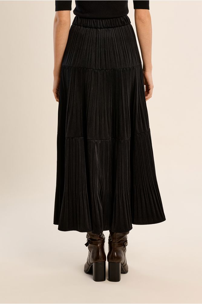 MOLLY BRACKEN - long pleated skirt with gathers - BLACK
