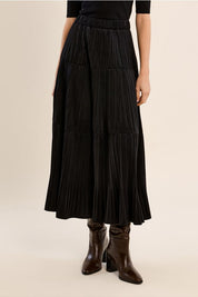 MOLLY BRACKEN - long pleated skirt with gathers - BLACK
