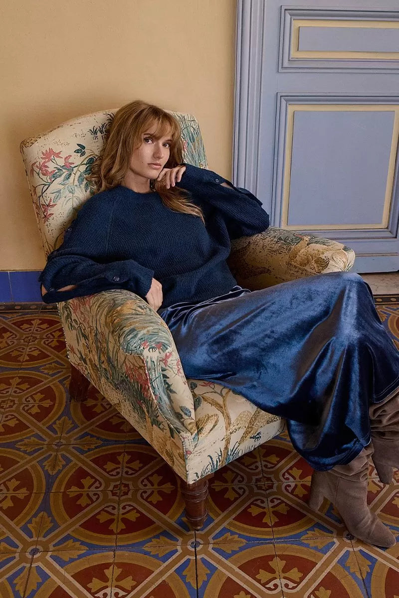 MOLLY BRACKEN - gonna velluto - DENIM BLUE