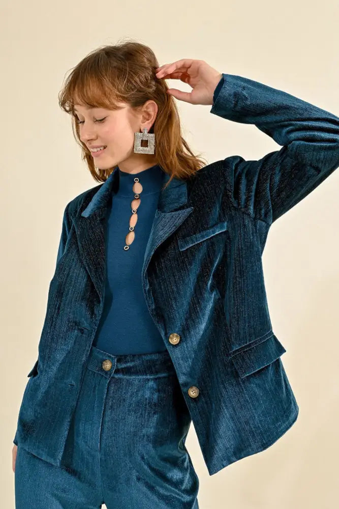 Molly Bracken - Blazer Velluto Duck Blue