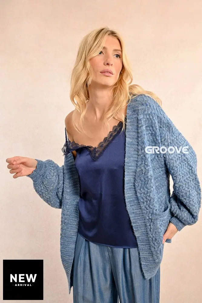 Molly Bracken - Cardigan Melange Lurex Azzurro