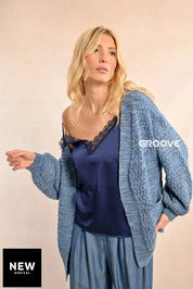 Molly Bracken - Cardigan Melange Lurex Azzurro