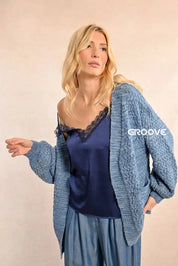 Molly Bracken - Cardigan Melange Lurex Azzurro